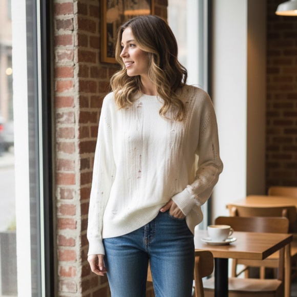 ADIDAS Women's Blue Version knit sweater cloud white Size L New/tags - Picture 1 of 5